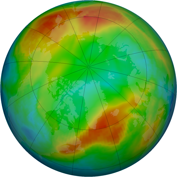 Arctic ozone map for 30 December 1985